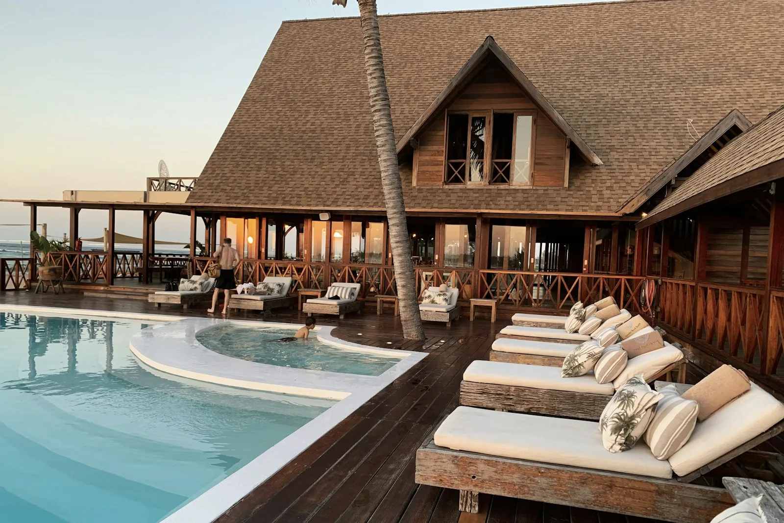 Luxury resort pool with ocean view